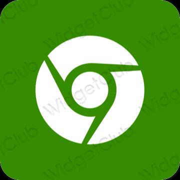 Estetik Yeşil Chrome uygulama simgeleri