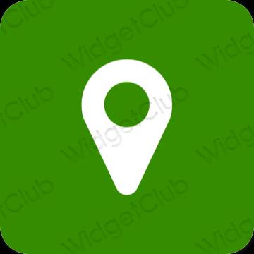 Estetik Yeşil Google Map uygulama simgeleri