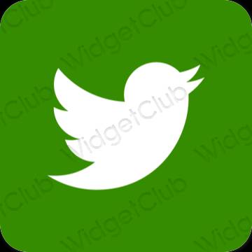 Estetic verde Twitter pictogramele aplicației
