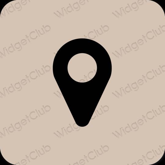 Estetický béžový Map ikony aplikací