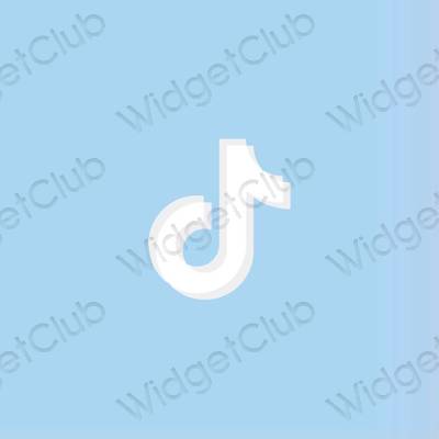 Esteetiline pastelne sinine TikTok rakenduste ikoonid