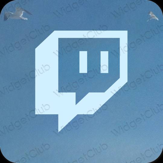 Aesthetic pastel blue Twitch app icons