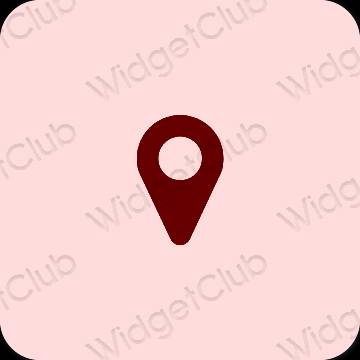 Estetický pastelově růžová Map ikony aplikací