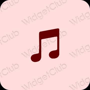 Estetis merah muda pastel Apple Music ikon aplikasi