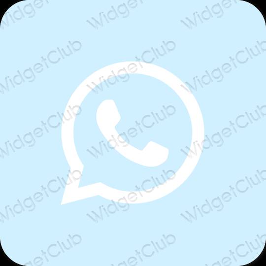 Estetinis pastelinė mėlyna WhatsApp programėlių piktogramos