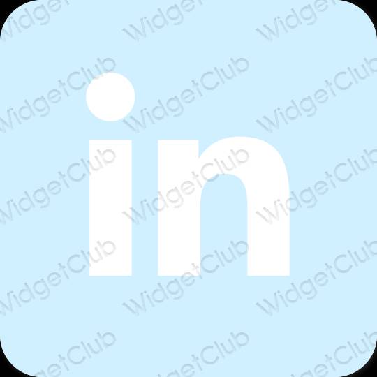 Estético azul pastel Linkedin iconos de aplicaciones