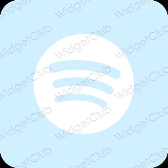 Estetsko pastelno modra Spotify ikone aplikacij