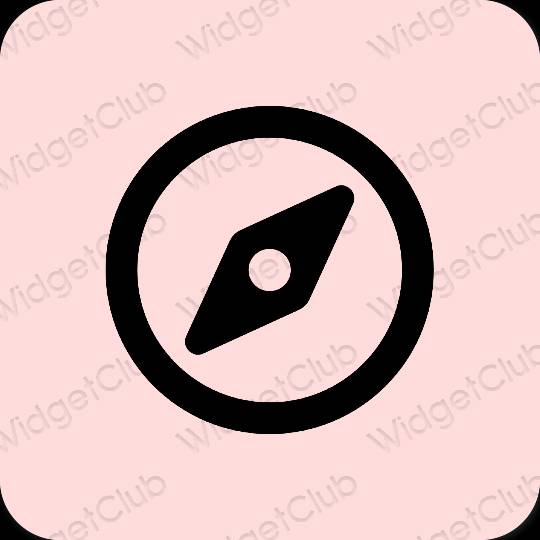 Estetický pastelově růžová Safari ikony aplikací