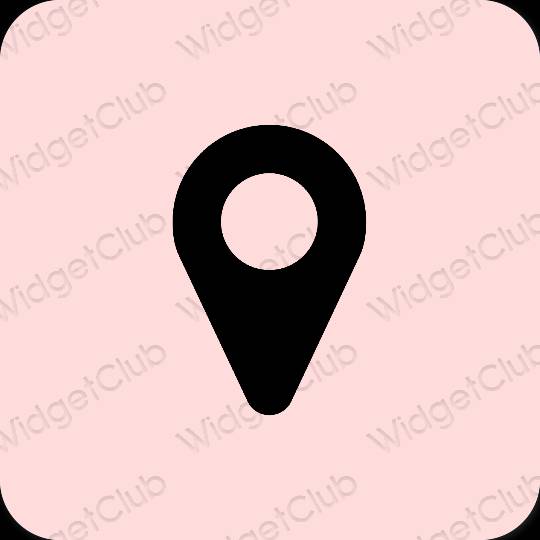 Естетичний пастельний рожевий Map значки програм