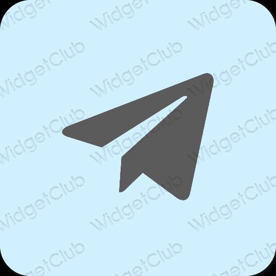 Esthétique bleu pastel Telegram icônes d'application