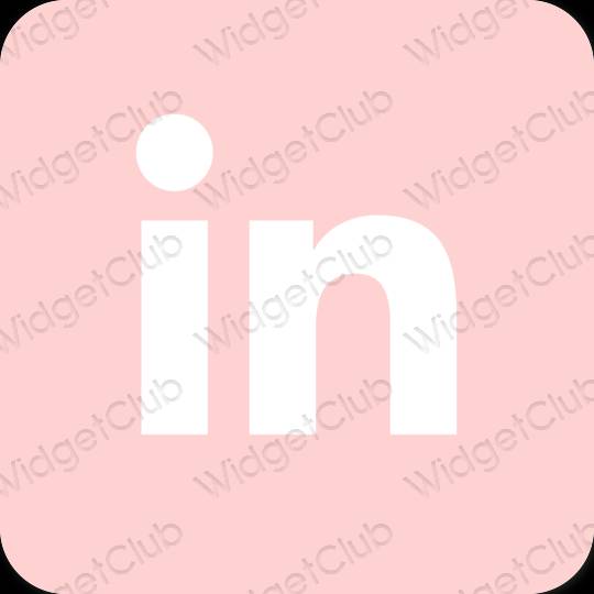 Estetyka różowy Linkedin ikony aplikacji