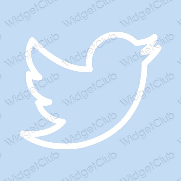 Estetik pastel mavi Twitter uygulama simgeleri