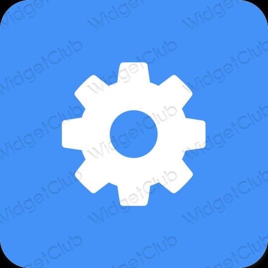 Esthétique bleu fluo Settings icônes d'application