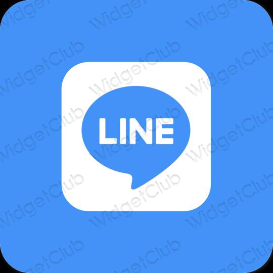 Aesthetic neon blue LINE app icons