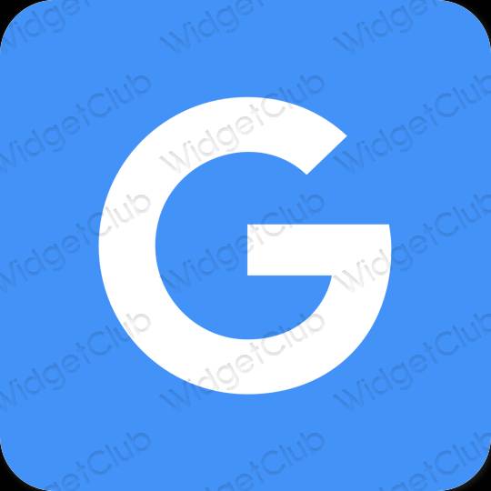 Ესთეტიური ნეონის ლურჯი Google აპლიკაციის ხატები