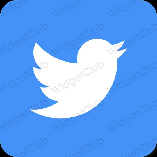 Estetic albastru neon Twitter pictogramele aplicației