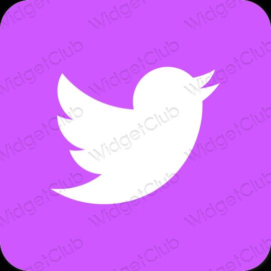 Esteettinen violetti Twitter sovelluskuvakkeet