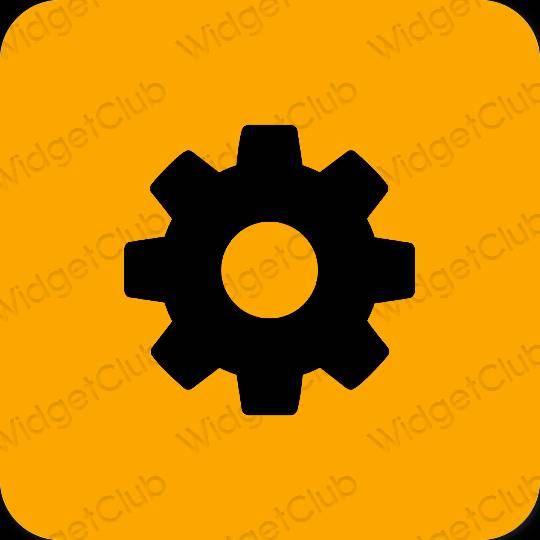 Estetický oranžový Settings ikony aplikací