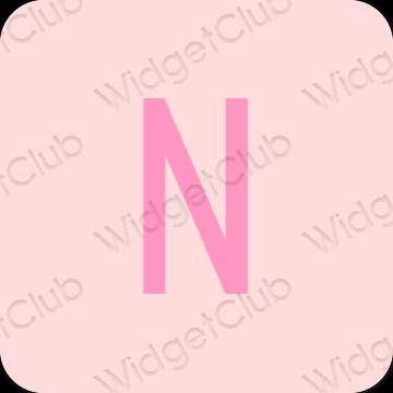 جمالي الوردي الباستيل Netflix أيقونات التطبيق