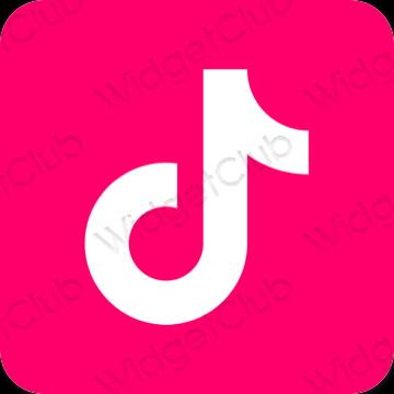 Estetický neonově růžová TikTok ikony aplikací