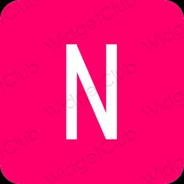 Estetik neon merah jambu Netflix ikon aplikasi