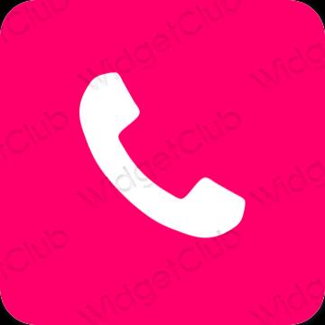 Aesthetic neon pink Phone app icons