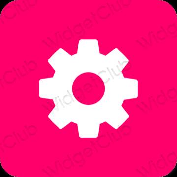 Estetisk neon rosa Settings app ikoner