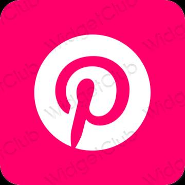 Esteetiline neoon roosa Pinterest rakenduste ikoonid