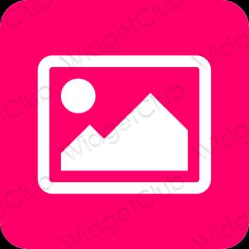Aesthetic neon pink Photos app icons