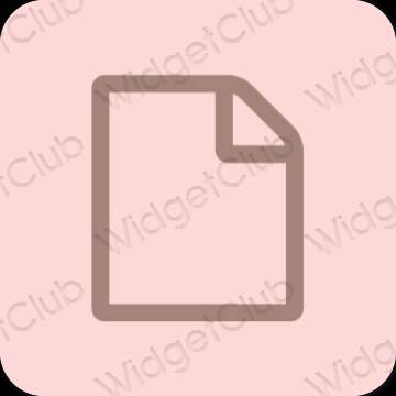 Esthétique rose pastel Notes icônes d'application