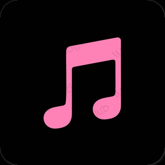 Estético negro Apple Music iconos de aplicaciones