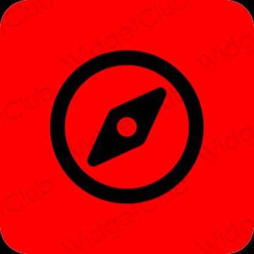 Estetický Červené Safari ikony aplikací