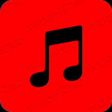Estético vermelho Apple Music ícones de aplicativos