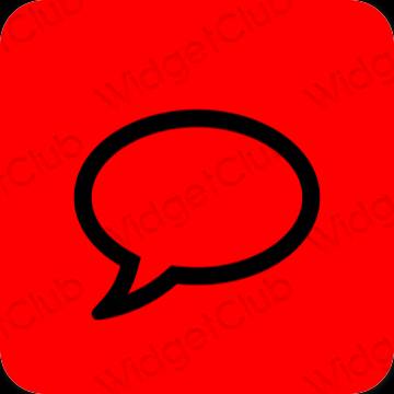 Estetik merah Messages ikon aplikasi