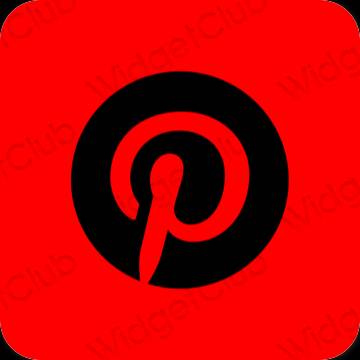 Естетичен червен Pinterest икони на приложения