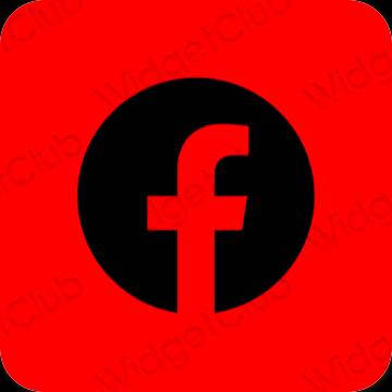Aesthetic red Facebook app icons