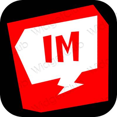 Esthétique rouge LINE icônes d'application