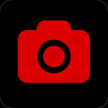 Estetické červená Camera ikony aplikácií