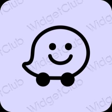 Aesthetic purple Waze app icons