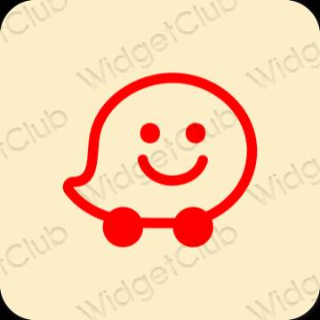 אֶסתֵטִי צהוב Waze סמלי אפליקציה