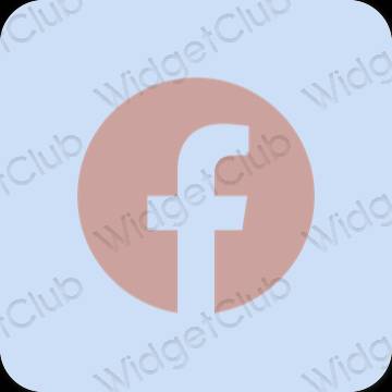 Esteetiline pastelne sinine Facebook rakenduste ikoonid