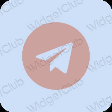 Estetický pastelově modrá Telegram ikony aplikací