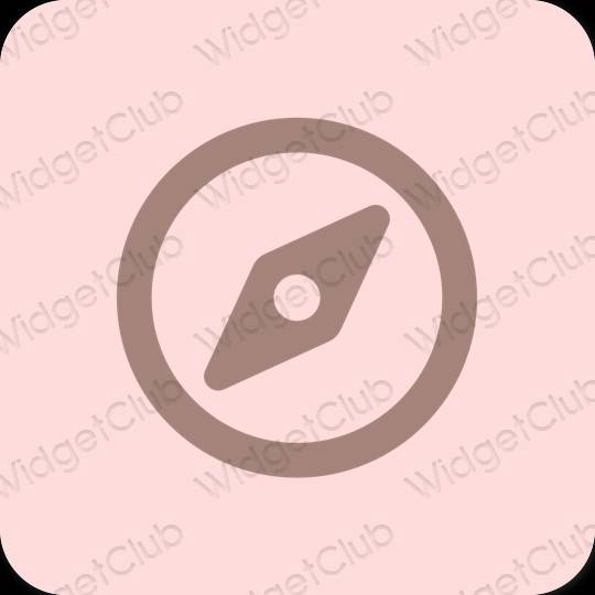 Estetski pastelno ružičasta Safari ikone aplikacija