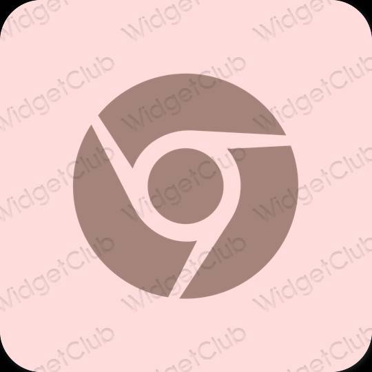 Estetisk pastell rosa Chrome app ikoner