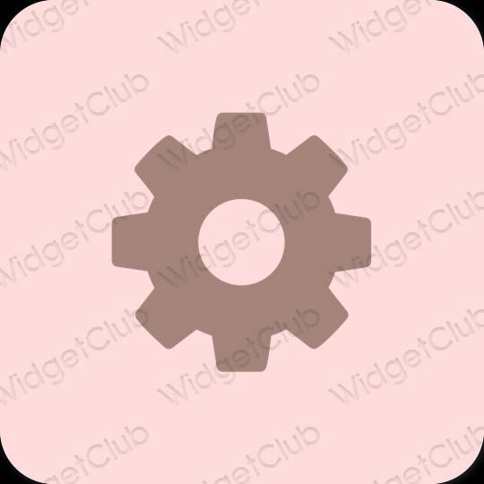 Естетски розе Settings иконе апликација