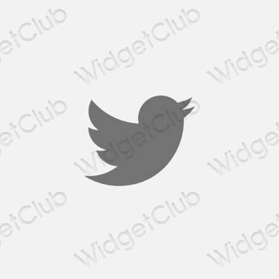 Estetic gri Twitter pictogramele aplicației