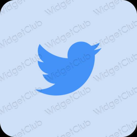 Estético azul pastel Twitter ícones de aplicativos