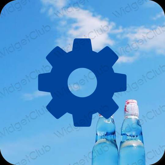 Estetyka niebieski Settings ikony aplikacji