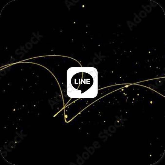Esztétika fekete LINE alkalmazás ikonok