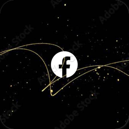 Esthétique noir Facebook icônes d'application